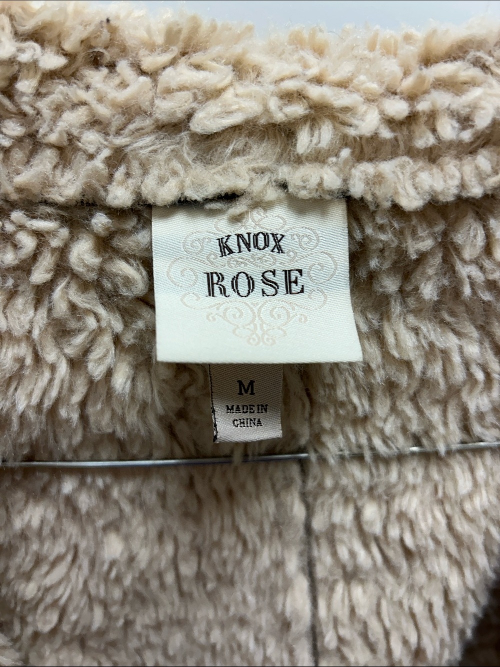 Knox Rose Black Faux-Shearling Open Front Vest with Cream Lining image 4